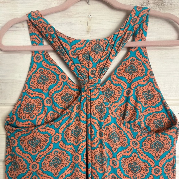 Sigrid Olsen Summer Dress Racerback Teal & Coral Light Beach Cruise Size Large - Picture 4 of 11
